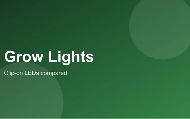 A clip-on LED grow light angled over herb pots on a kitchen windowsill